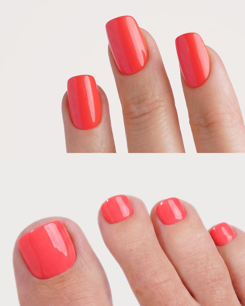 Sunset Coral Short Square Mani & Pedi Set - Soft Gel Press Ons