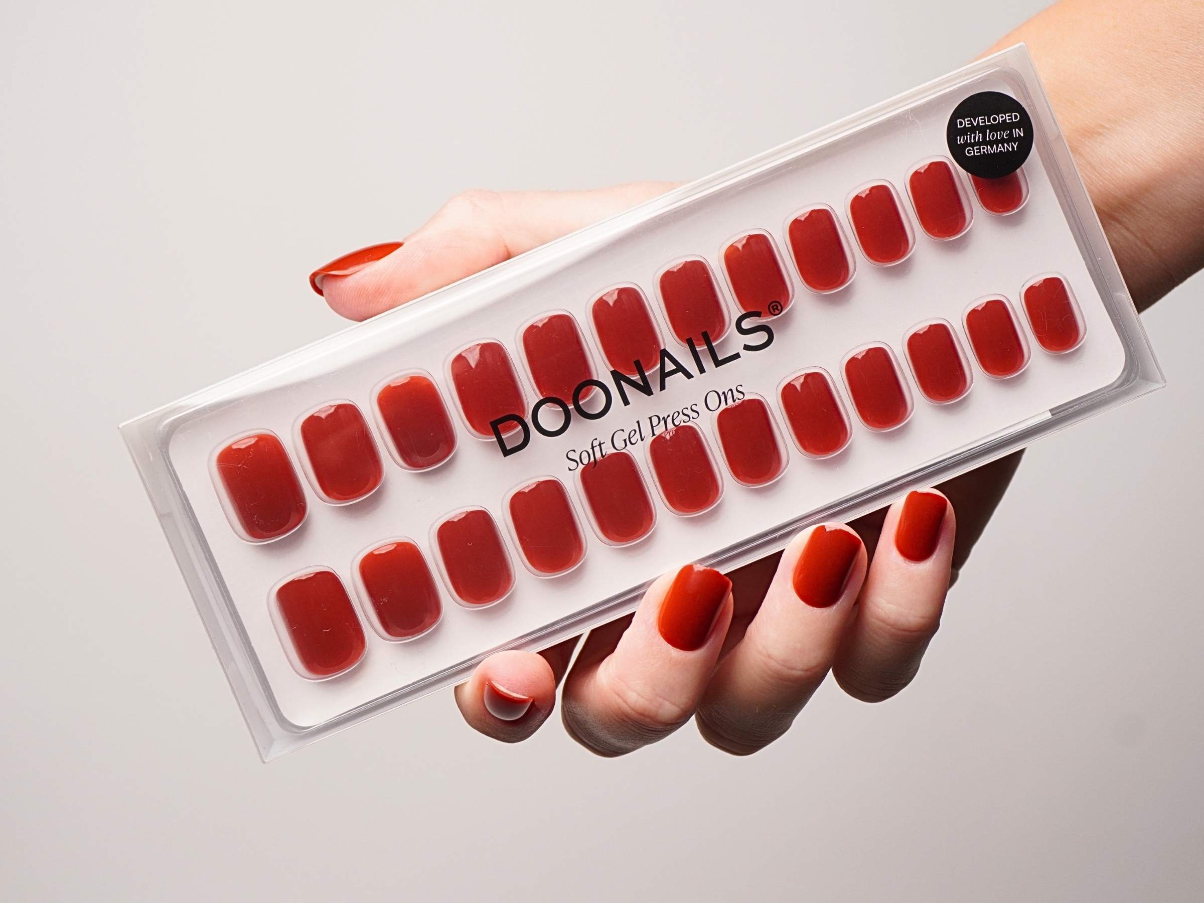 Soft Gel Press Ons Square in rot