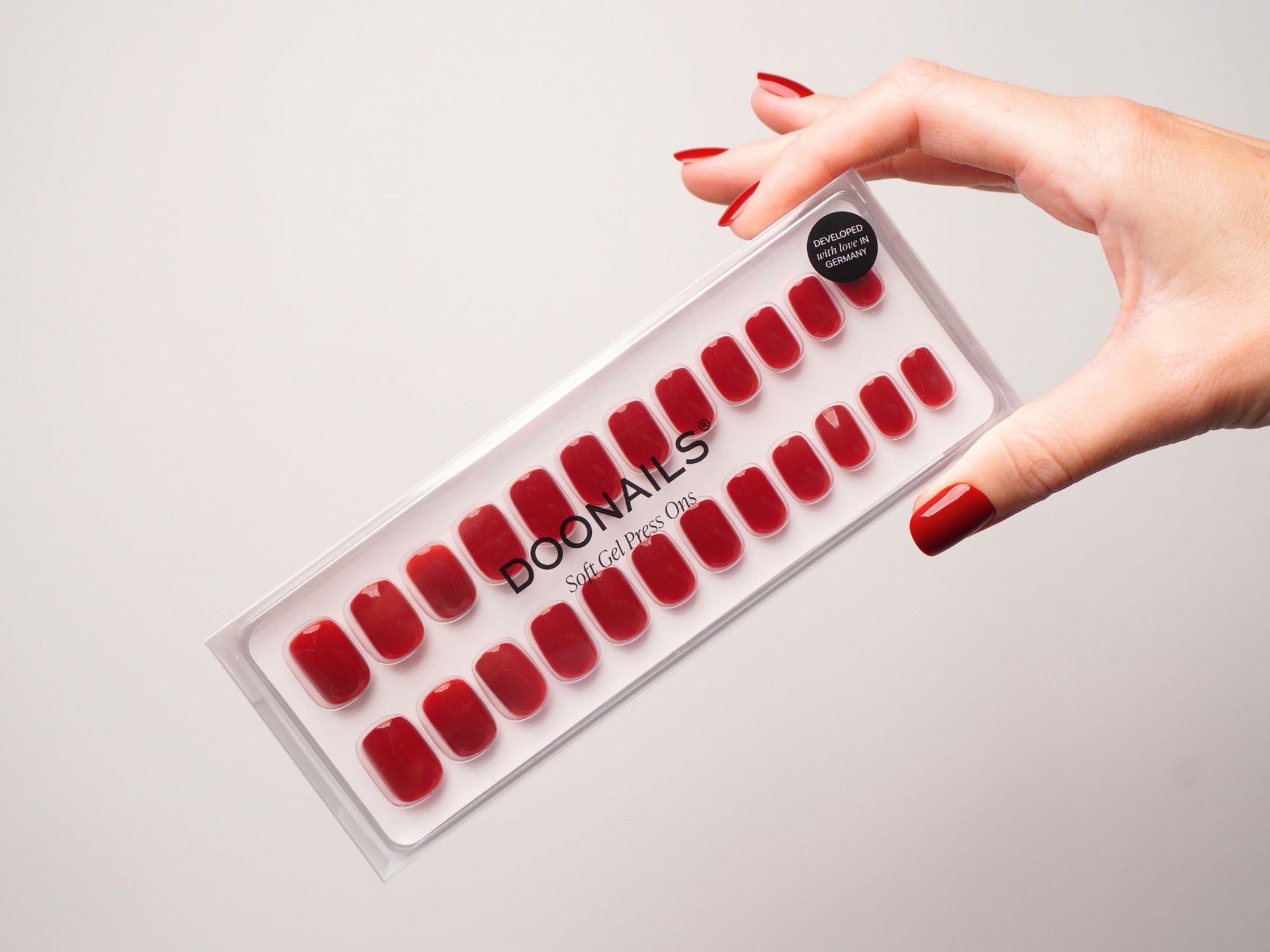 Soft Gel Press Ons Square in rot