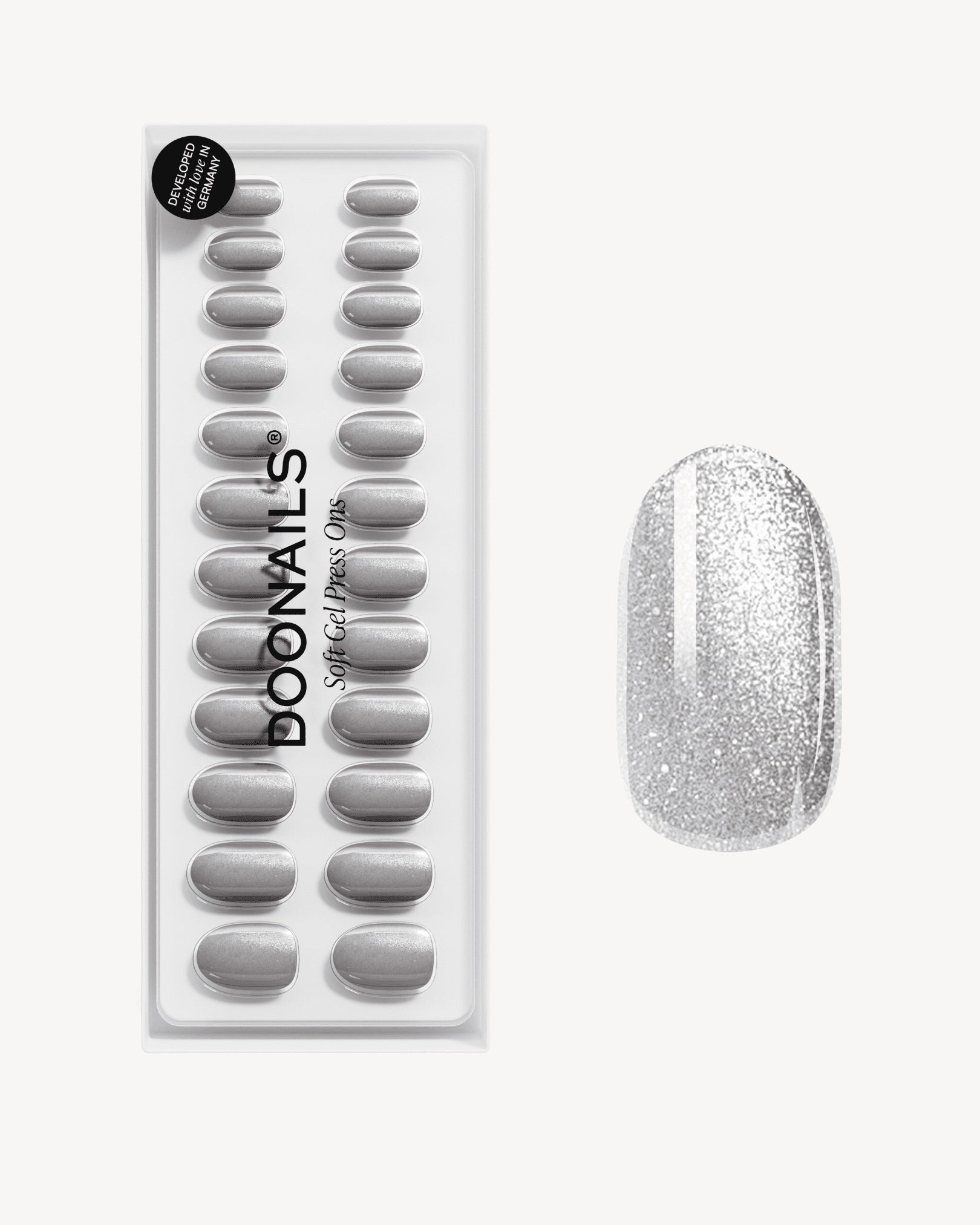 Grey Cat Eye Medium Round Soft Gel Press Ons