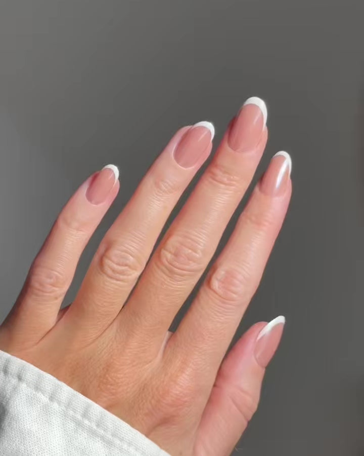 Glazed French Medium Round Soft Gel Press Ons