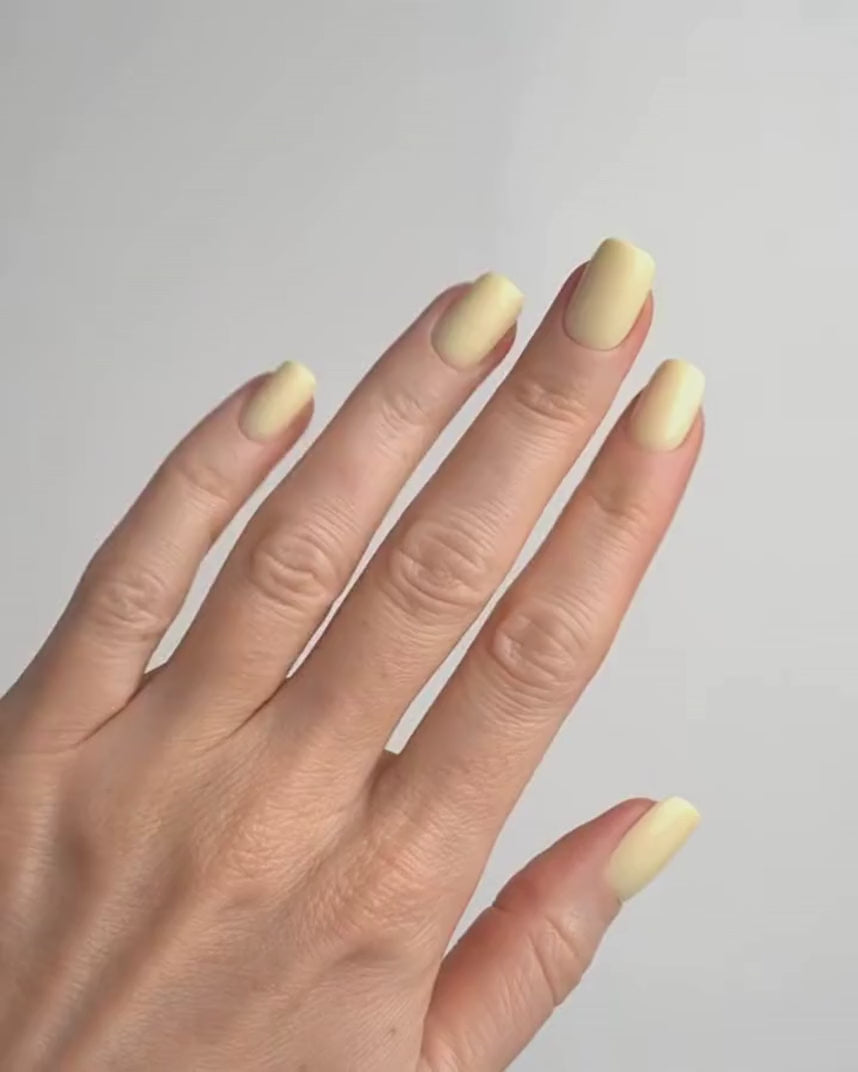 Butter Yellow Short Square Soft Gel Press Ons