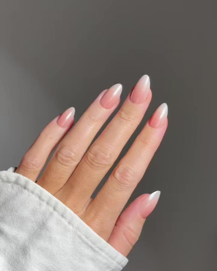 Glazed Babyboomer Short Almond Soft Gel Press Ons