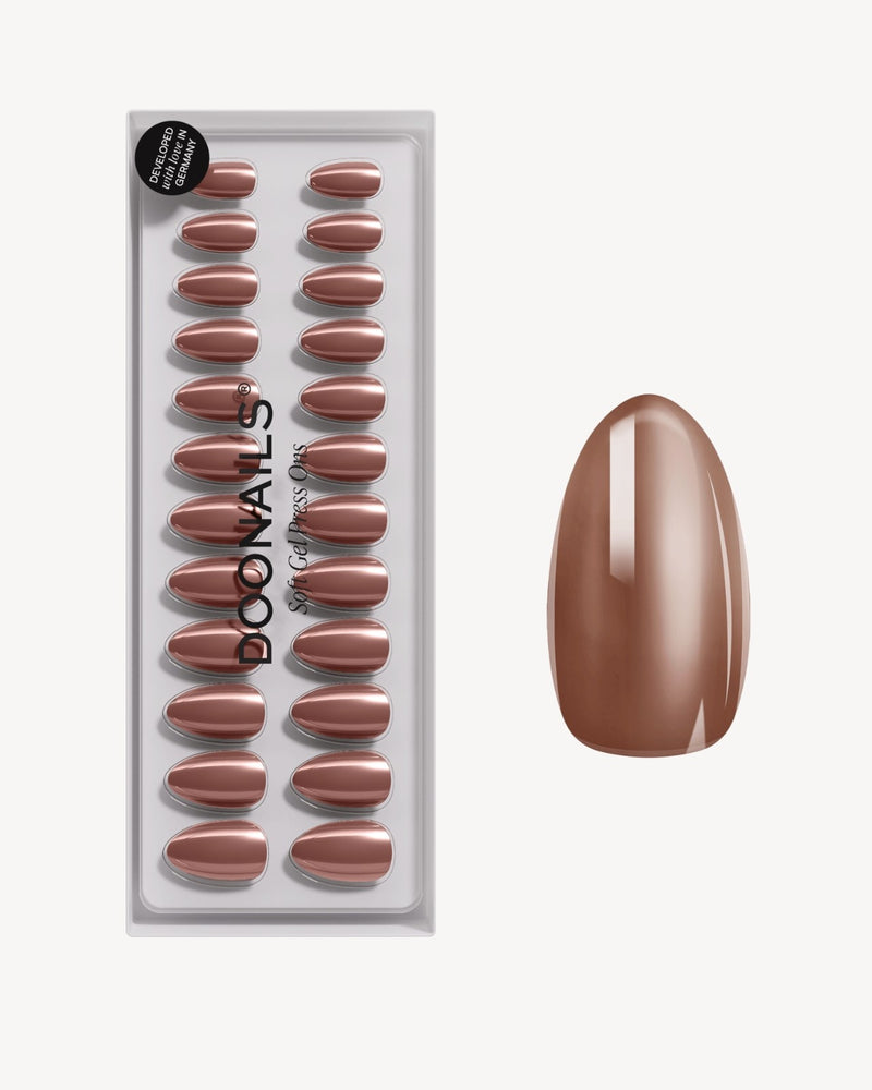 Glazed Chocolate Short Almond Soft Gel Press Ons - Doonails