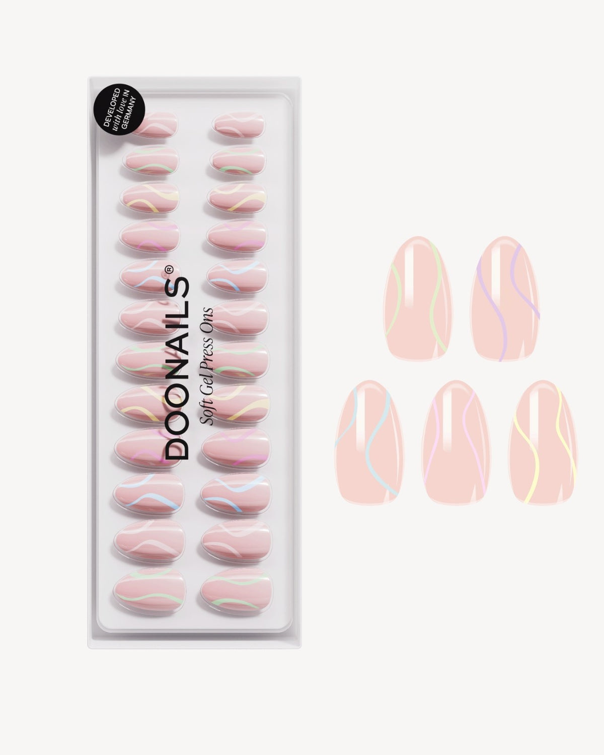 Pastel Swirl Short Almond Soft Gel Press Ons - Doonails