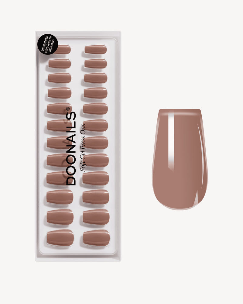 Espresso Short Coffin Soft Gel Press Ons
