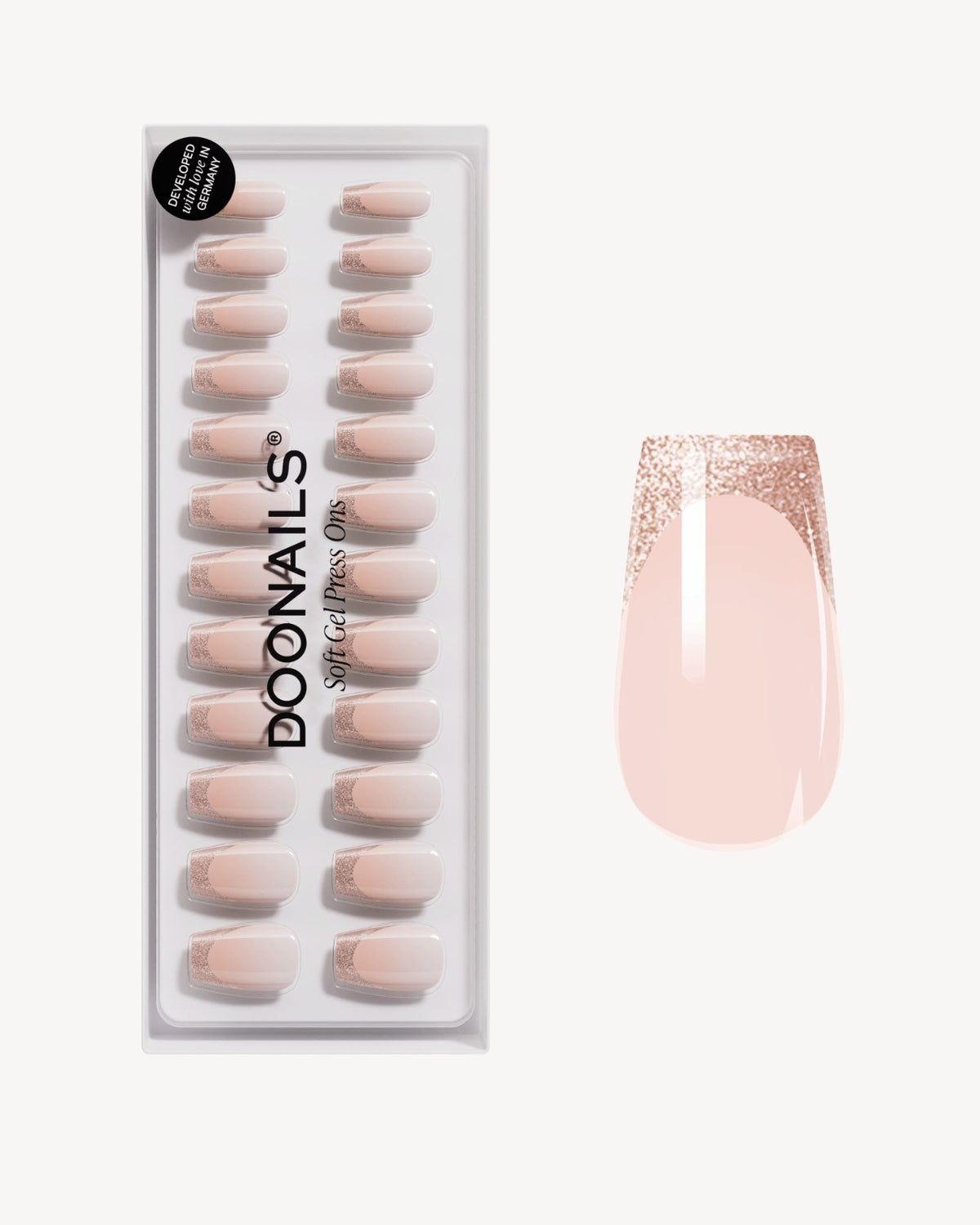 Rosegold Cat Eye French Short Coffin Soft Gel Press Ons - Doonails