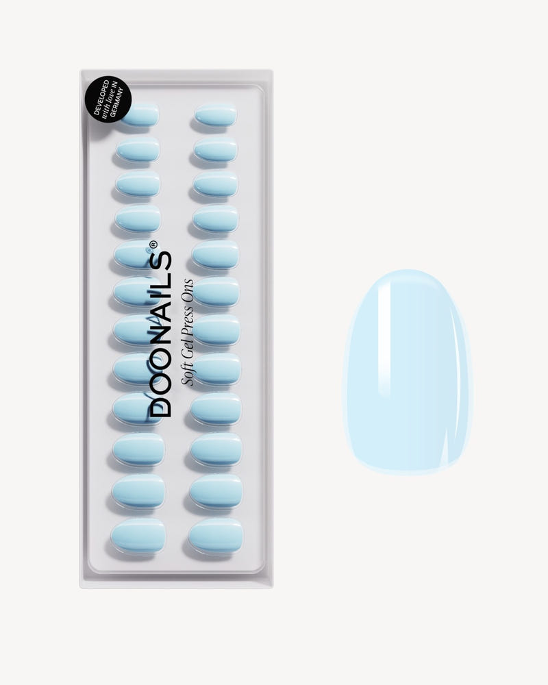 Baby Blue Short Round Soft Gel Press Ons - Doonails